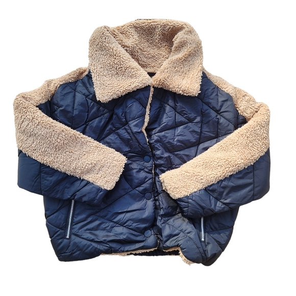 Jackets & Blazers - Women's Sherpa Lined Puffer Coat Black Tan NWT